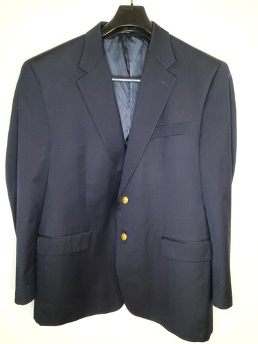 Lauren Ralph Lauren Blazer Men's 46 R Navy Blue Wool Gold Buttons - Picture 2 of 12
