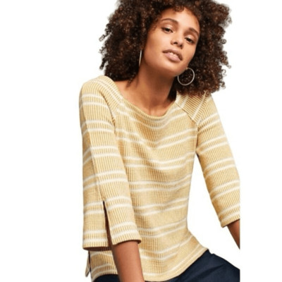 Anthropologie Postmark Square Neck 3/4 Sleeve Top - Women s M