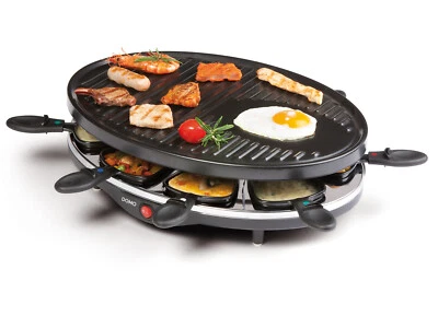 DOMO Raclette Party Grill, 8 Persone, 1200W, Barbecue da Tavolo Raclette Grill Attrezzo