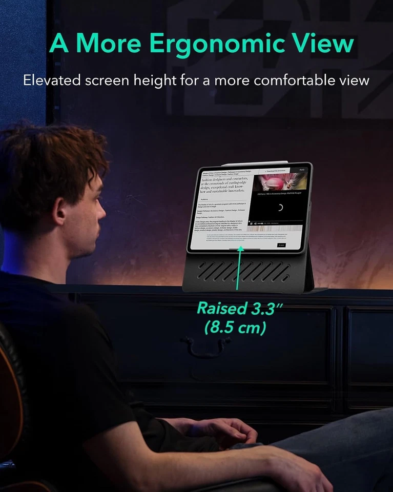 Funda ESR iPad Pro 13 pulgadas 2024 M4 Extraíble Magnética Cubierta 9 Soporte Ángulo Negra Foto 4 de 4