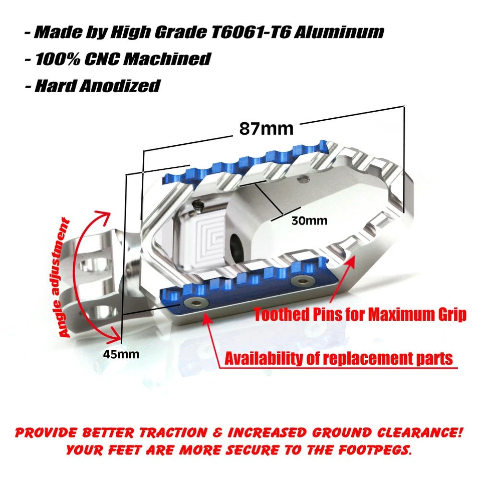 Passenger Rear TRC Silver Wide Touring Foot Pegs For Kawasaki Z1000 2003-2013 — 第 4/4 张图片