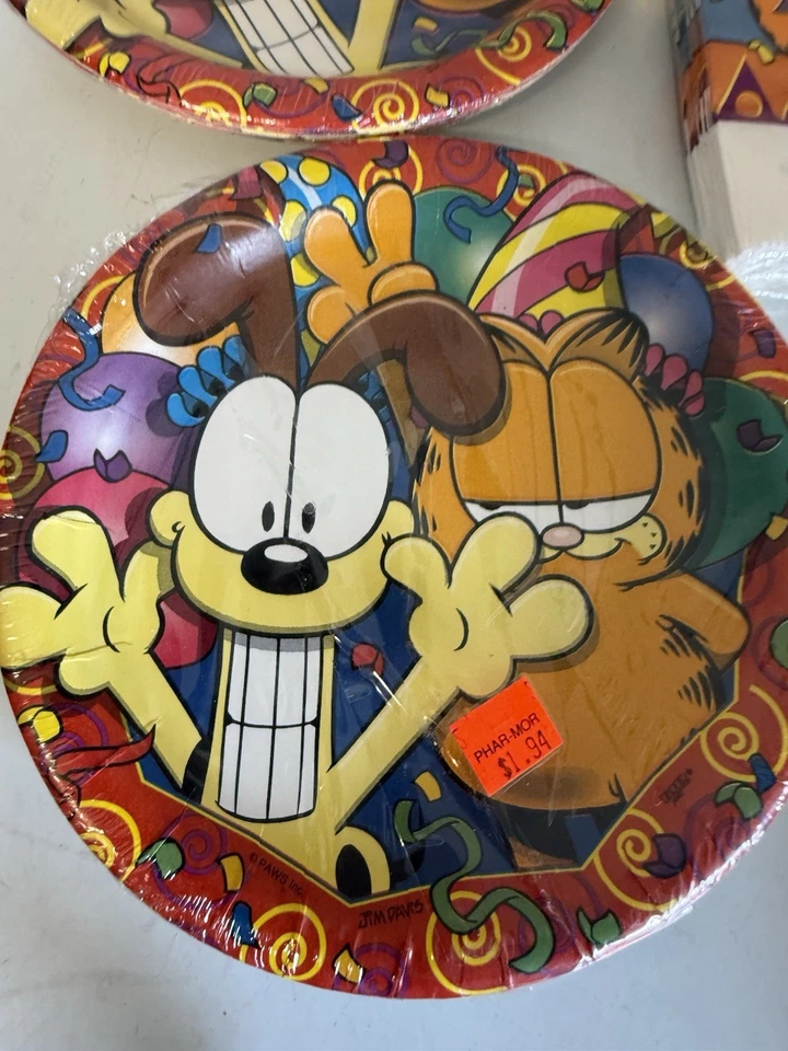 De colección Garfield Jim Davis Cumpleaños 7” Fiesta Postre 8 Platos Sellados y Servilletas Foto 2 de 4