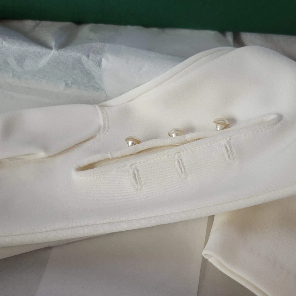 Guantes de Noche Ópera De Colección Blanco Algodón Azul Hasta el Codo Disfraz Muñequera Botones S/M Foto 3 de 4