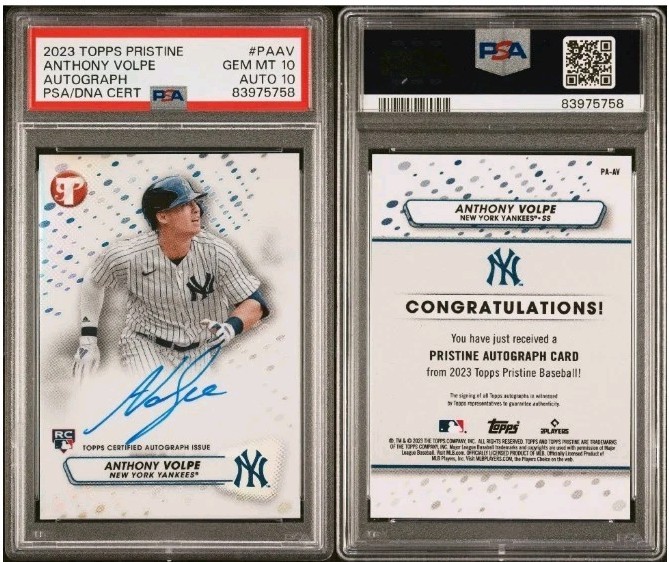 2023 Topps Pristine Anthony Volpe Auto RC Rookie #PA-AV Yankees PSA 10 GEM MINT