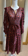 Ulla Johnson  Burgundy Midi Ruffle Accent Midi Dress US Size 4 Retail $760