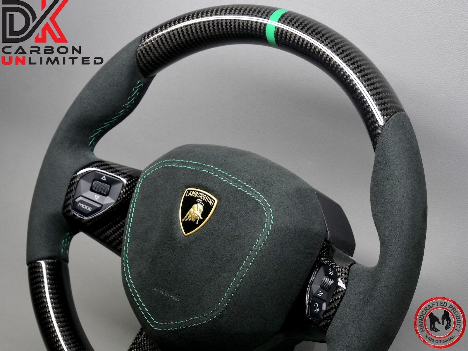 Lamborghini Aventador LP700 LP750 Green Ring Alcantara Carbon Steering Wheel v4