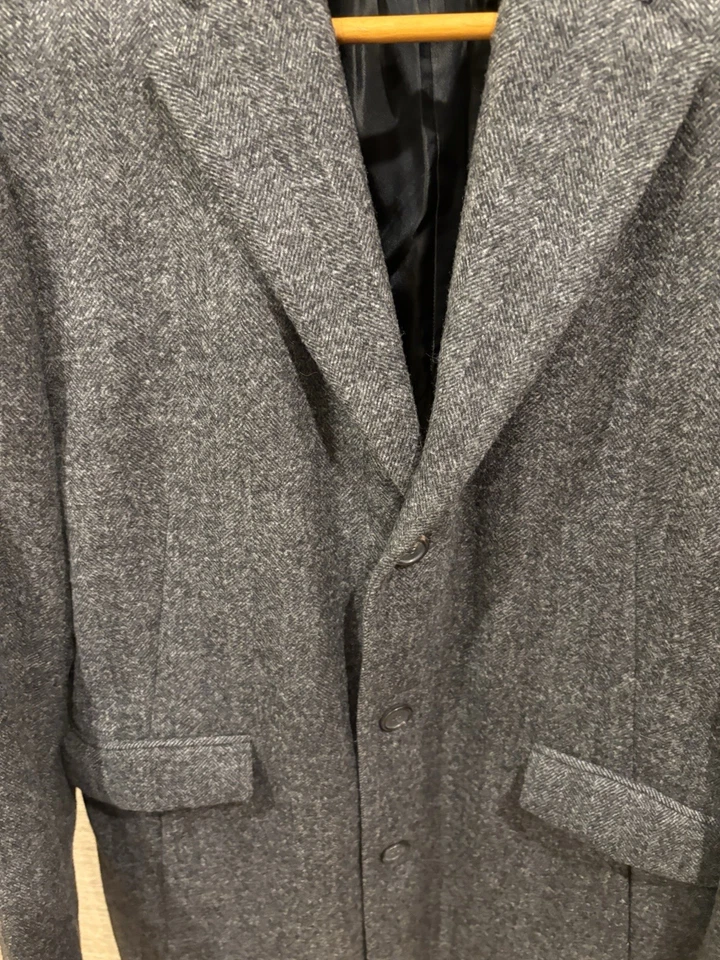 JIL SANDER Collection Tailored Men Grey Wool Herringbone Coat sz 44 Italy 54 - Image 2 of 4