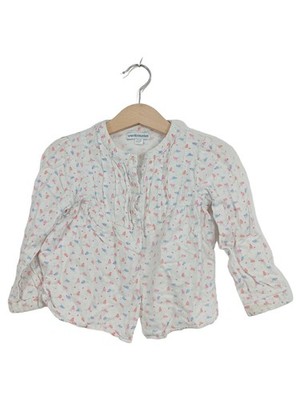 Vertbaudet Mädchen Bluse Gr. 94/92 Weiß Vogelmuster Langarm