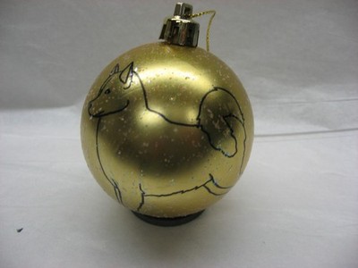 NEW HANDPAINTED FINNISH SPITZ UNBREAKABLE GOLD CHRISTMAS ORNAMENT 2 1/2''