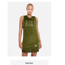 Nike Serena Williams Jersey Dress XS Velour Olive Green Varsity Sporty