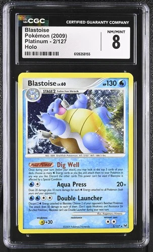 CGC 8 Blastoise 2009 Platinum 2/127 Holo Pokemon Card