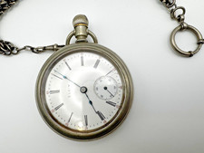 Elgin 7J Pocket Watch 58mm w/ Chain Vintage USA Working Timepiece