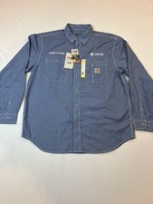 Carhartt FR Force Shirt Steel Blue Flame Resistant NWT L MSRP 119.99 Logo