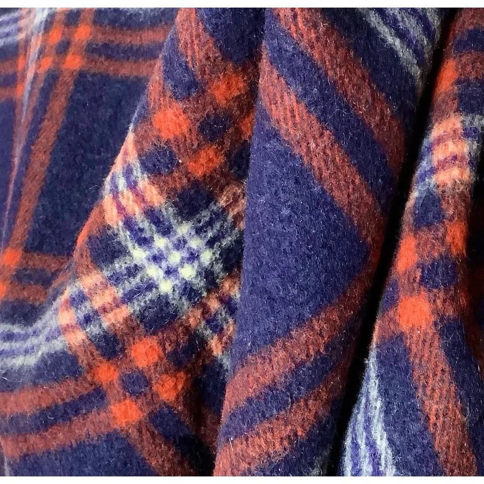  Vtg Antique Pendleton Cayuse Indian Blanket Plaid Fringe Red Blue White 1920s - Image 3 of 4