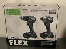 Flex FXM205-2A 24V Compact Drill Driver and Compact Impact Driver 4-Combo Kit
