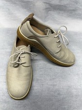 Ecco Women  s Ivory Leather Crepe Tray Soles Sneakers Lace Up Shoes Size 6