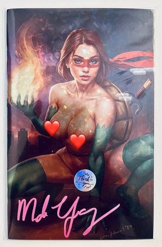 M House TMNT Female TMNT Cosplay Full Risque Cracked Ice Signed by Melinda COA - Picture 1 of 2