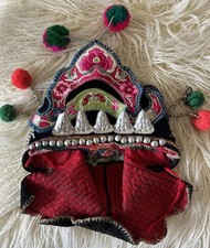 Vintage! CAPPELLO BAMBINO IN SETA ricamato cinese fatto a mano