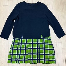 MARC by MARC JACOBS L/S Docking Dress Navy/Green Plaid Back Bow Size M