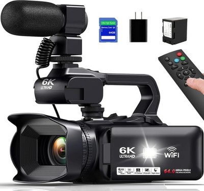 6K Ultra HD Camcorder UHD DV Digital Video Camera with 64GB Memory