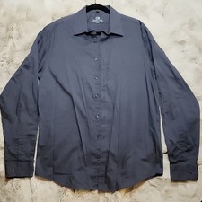 Geoffrey Beene Men's Dress Shirt Slim Fit Dark Gray Size 16.5 36/37 Cotton Blend
