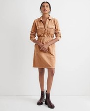 J.Crew Corduroy Dress Cinched 3/4 Zip-Up Women's 4 Tan 