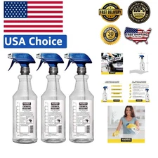 32oz Chemically Resistant Spray Bottles 3-Pack - Versatile Cleaning Solutions