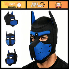 Puppy Play Hood - Removable Full Face Dog Mask for Fun Pet Costumes Blue