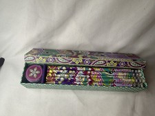 Vera Bradley Pencil Box Set 11 Pencils  Sharpener NWT
