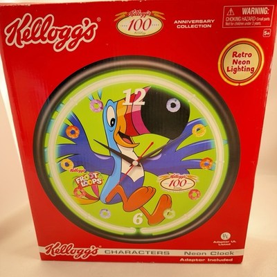 NEW Kellogg s Froot Loops Toucan Sam Neon Wall Clock 100th Anniversary