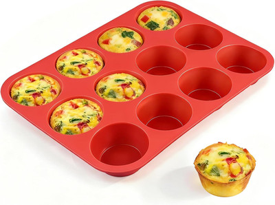 12 Cups Silicone Muffin Pan - Nonstick Cupcake Pan 1 Pack Regular Size Silicone