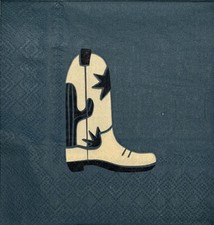 two individual beverage paper napkins decoupage Country Cowboy Boot Crafts Blue