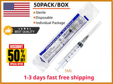 50 Pack 5ml 5cc 22 Gauge Disposable Syringe Tool, Individual Package