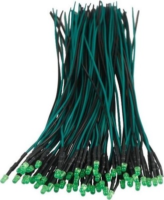 50 Pieces 12 Volt 3mm Green Blinking LED Lights Emitting Diodes 1.5Hz Flashing