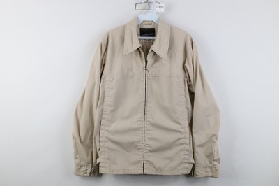 Vintage 70s Streetwear Mens 40 Side Buckle Full Zip Bomber Jacket Beige USA
