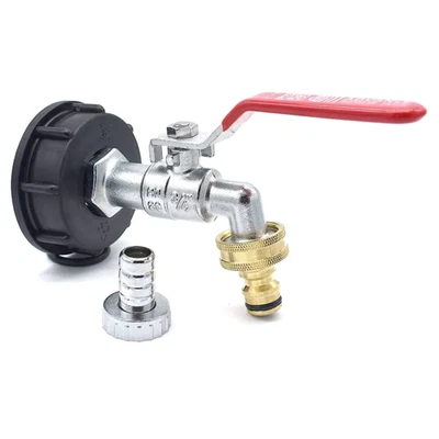 Robinet Laiton Chromé S60x6 Cuve 1000L IBC Raccord Rapide Kit Arrosage Jardin - Photo 1/4