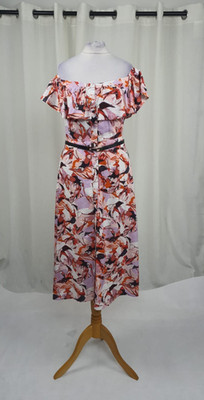 Lost Ink Printed Off The Shoulder Dress UK 10 LN062 GG 17