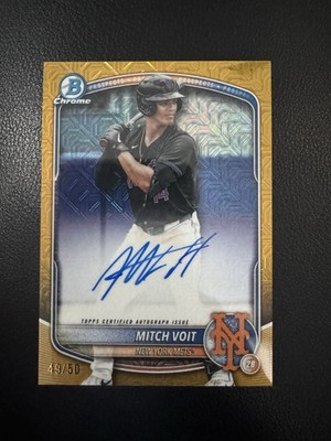 Mitch Voit Bowman Gold Clean Auto 49 /50   Pack Fresh   Clean Copy 