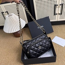2026BEAUTY Classic Half Moon Velvet Chain Shoulder Bag Black GIFT GWP