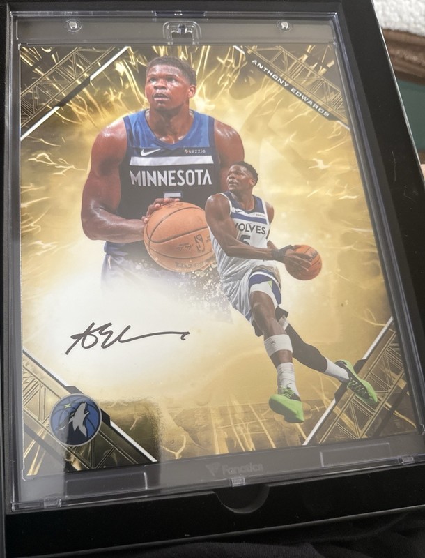 Under Wraps NBA Emanate Basketball #48 Anthony Edwards Autographed Gold /50 8x10