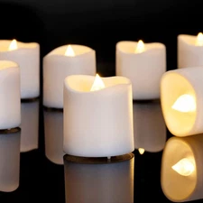 Homemory 12Pack Flameless LED Votive 12Pack-White Base (Warm White Light) 