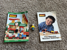 Brio Vintage 90's Train Set Catalogs and Male Figure Yellow  Blue Lot of 3