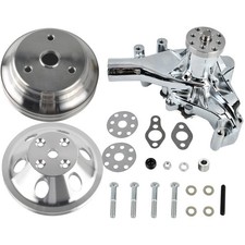 For Small Block Chevy SBC 327 350 Aluminum Long Water Pump & 1 / 2 Groove Pulley