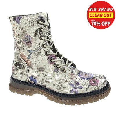 Cipriata Annetta Memory Foam Damen Freizeit Blumen Reißverschluss Stiefel Grau