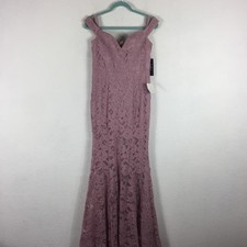 NEW Lulus Swept Up Lavender Lace Off-the-Shoulder Maxi Dress Mermaid Gown Medium