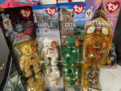 Ty Beanie Babies Original Bear Lot Glory Maple Erin Britannia Vintage 1999