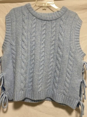 White room +catus Women s Sweater Vest  With Side Ties Blue Large   NWT