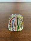 STUNNING VTG MURANO Multicolored LATTICINO Ribbon Square Glass Paperweight 2.5"H