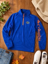 Columbia PFG Florida Gators Men's Large 1/4 Zip Pullover Blue Orange NCAA