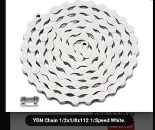 SINGLE SPEED BICYCLE CHAIN WHITE 1/2"X1/8"X 112,CRUISER,BMX